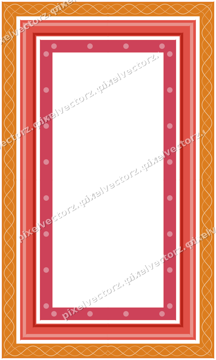 Decorative picture frame border in red and orange with guilloche band