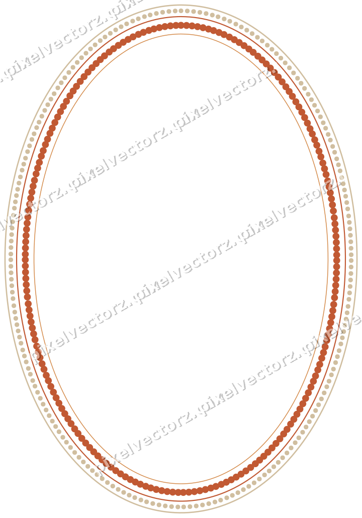 Decorative line art frame in orange and amber with oval