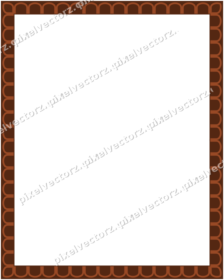 Decorative picture frame border in orange and blue with arcade frieze