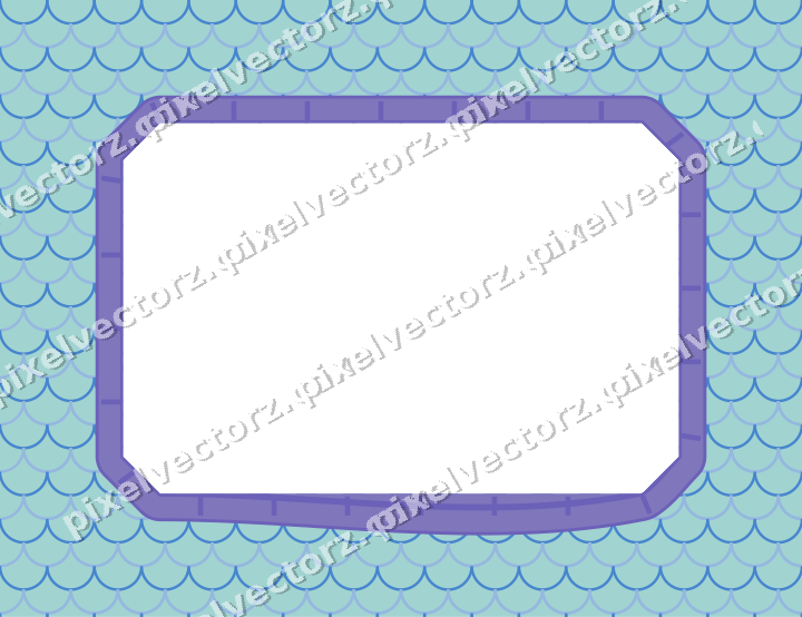 Decorative patterned mat frame in blue and cyan with scallop scales