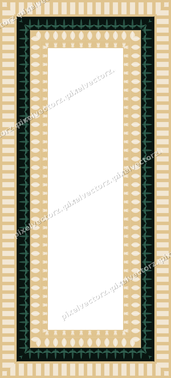 Decorative picture frame border in dark green with tulip frieze