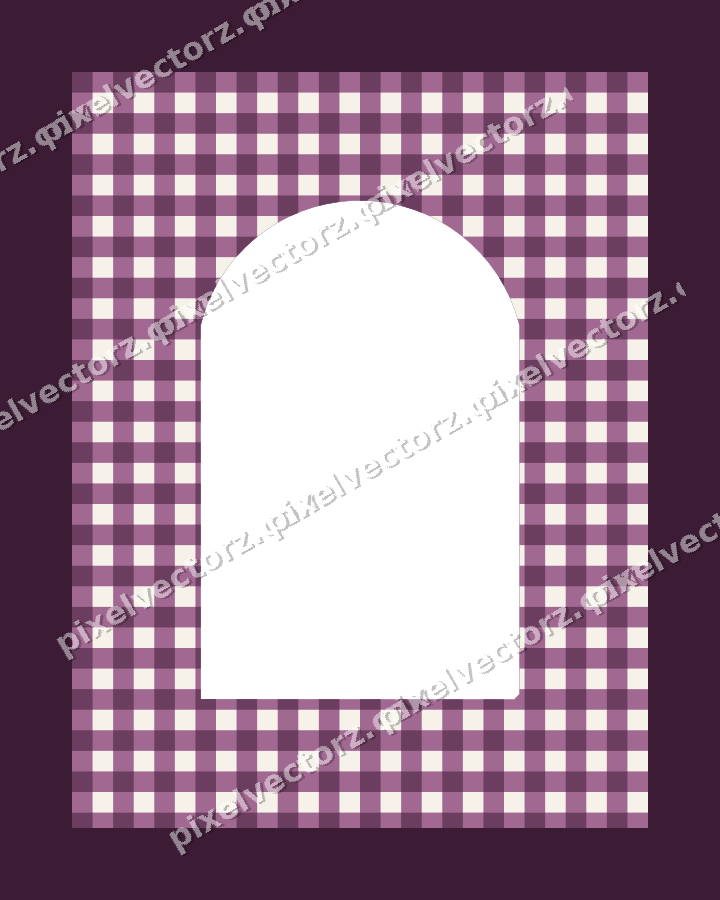 Decorative patterned mat frame in dark magenta with gingham check