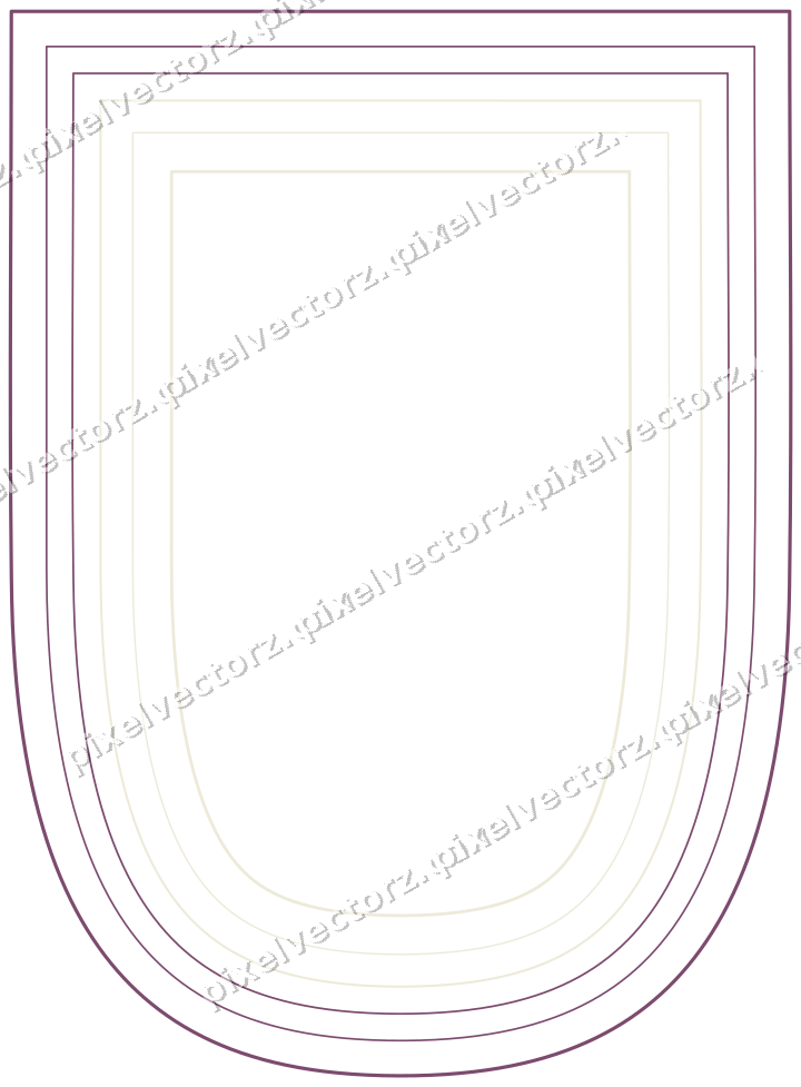 Decorative line art frame in dark magenta and lime with shield