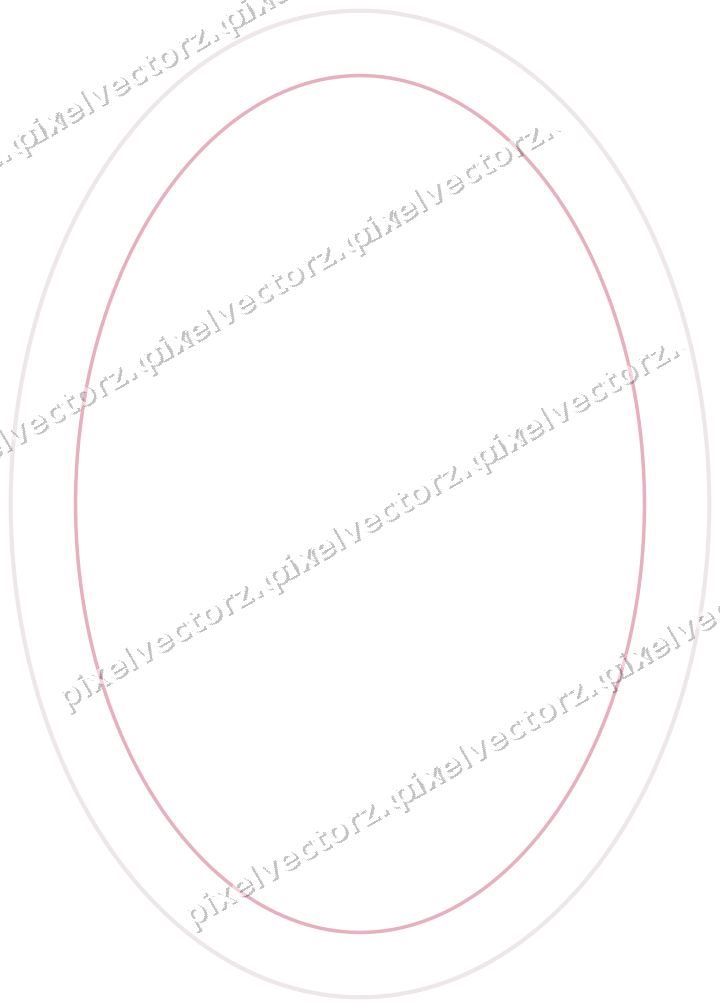 Decorative line art frame in pale pink and pale red with oval