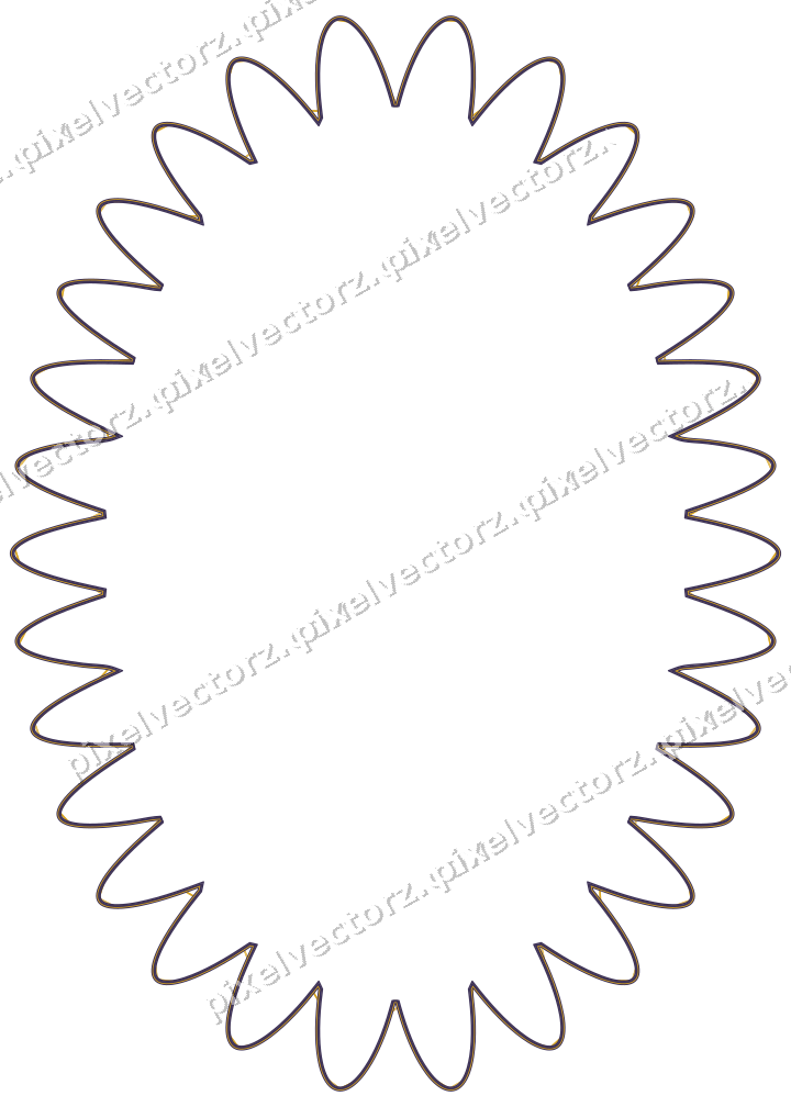 Decorative line art frame in amber and purple with oval