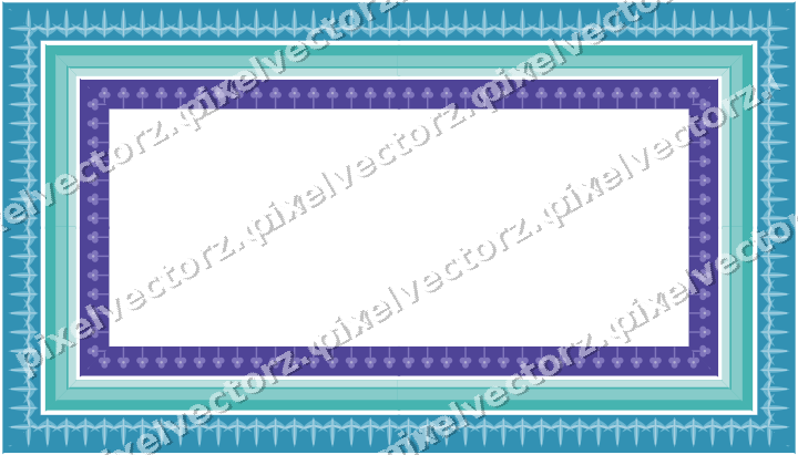 Decorative picture frame border in blue and cyan with acanthus leaf