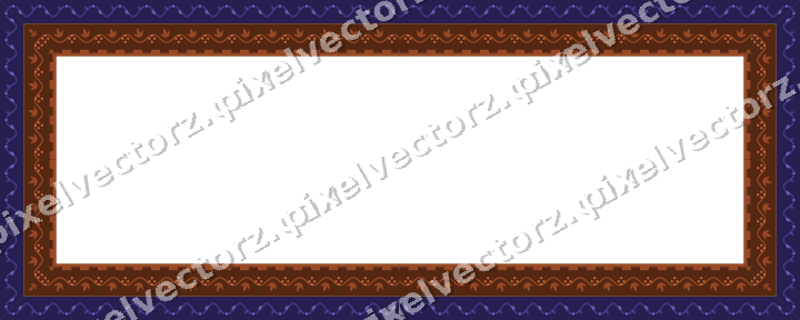 Decorative picture frame border in orange and blue with scrolling vine