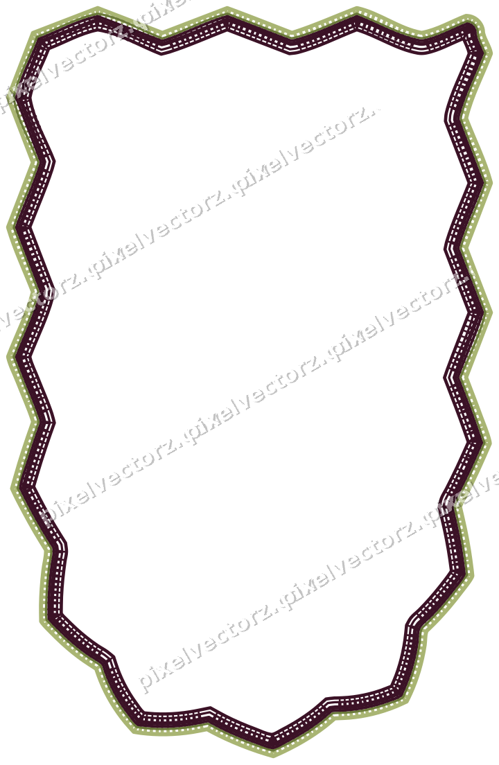 Decorative line art frame in lime and pink with shield and zigzag edge