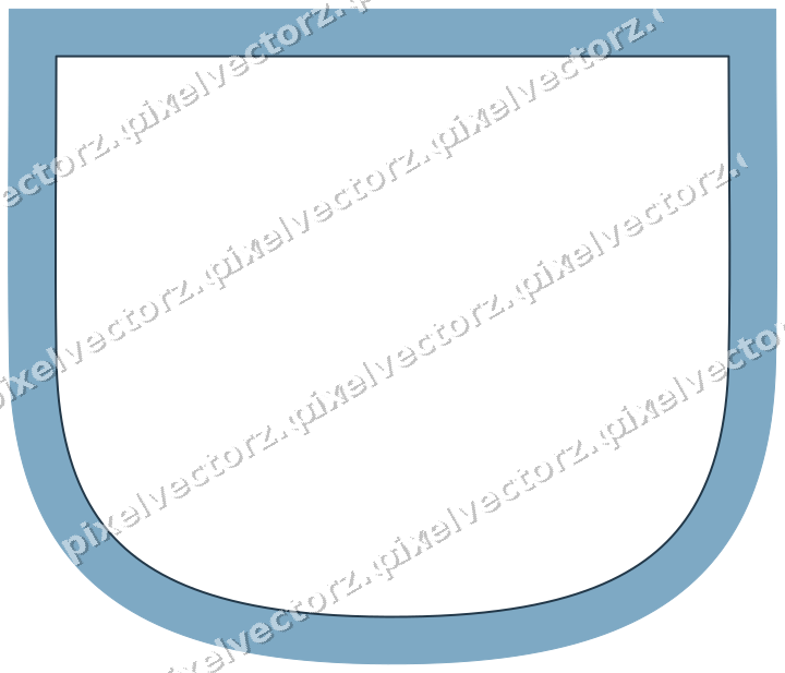 Decorative line art frame in orange and cyan with shield