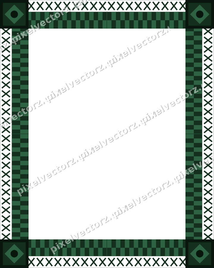 Decorative picture frame border in dark green with cross band