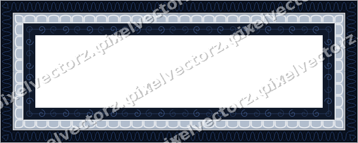 Decorative picture frame border in dark blue and white with arabesque