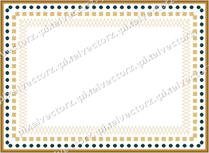 Decorative picture frame border in amber and dark teal with dentil