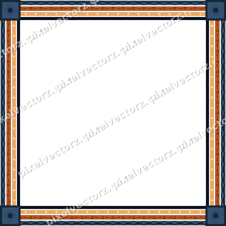 Decorative picture frame border in dark blue and orange with wave band