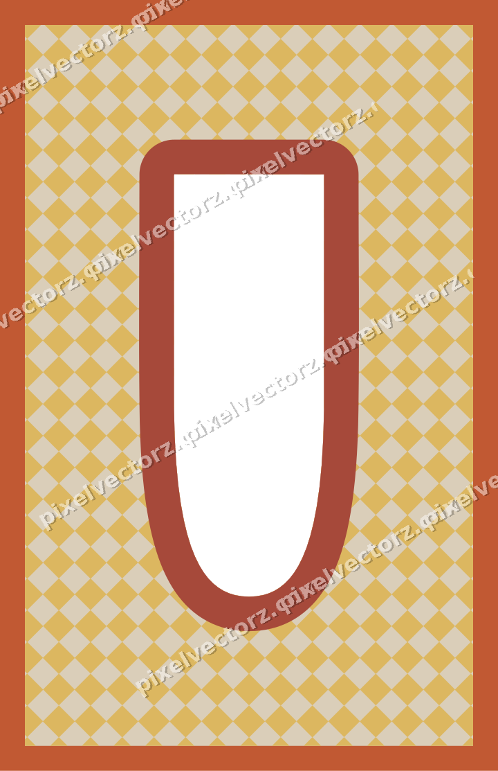 Decorative patterned mat frame in orange and amber with checkerboard