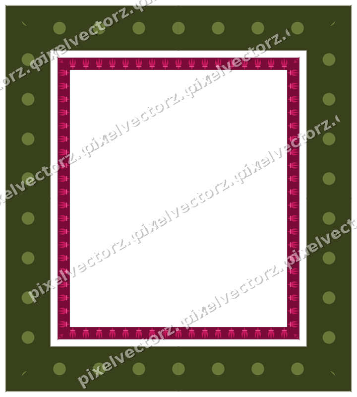 Decorative picture frame border in lime and pink with dot row
