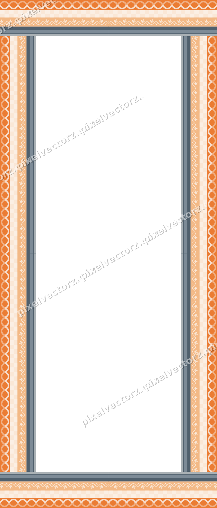 Decorative picture frame border in blue and orange with guilloche