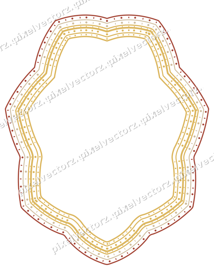 Decorative line art frame in orange and amber with oval