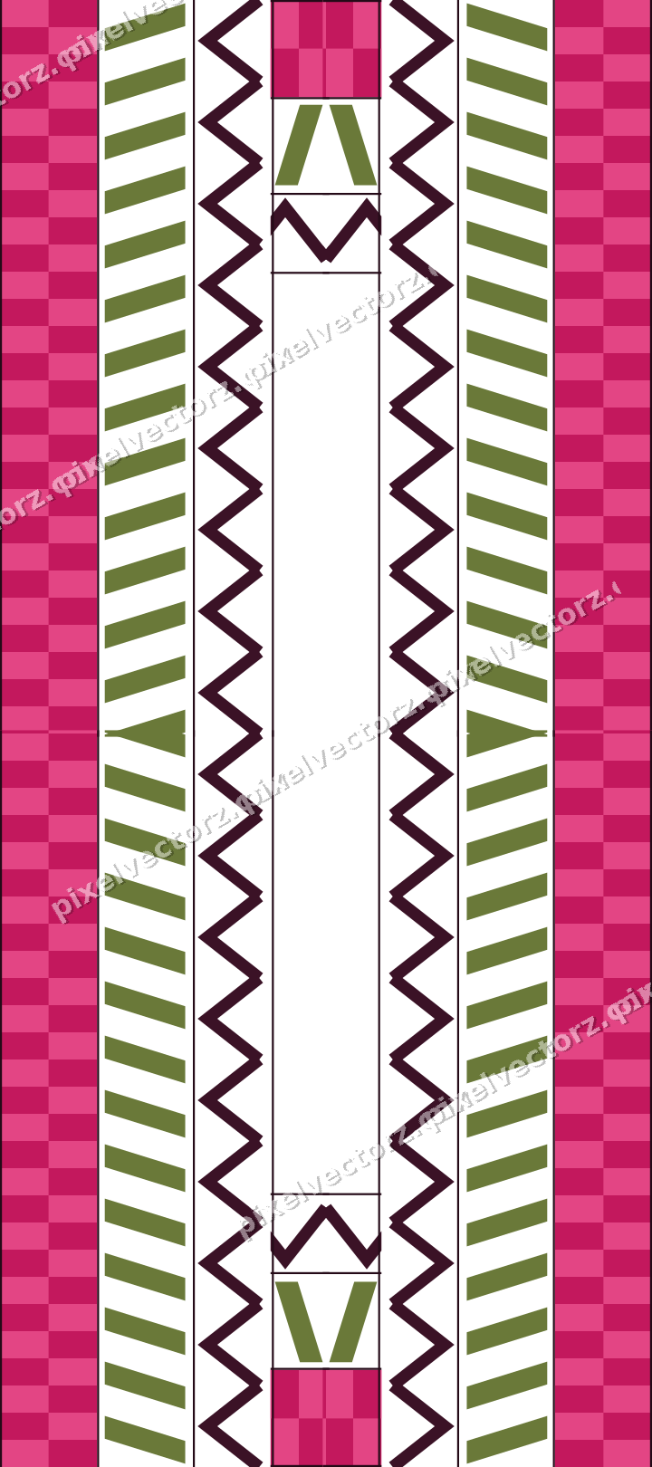 Decorative picture frame border in lime and pink with diagonal band