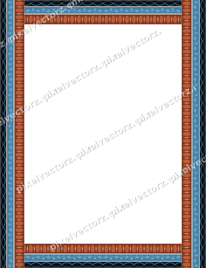 Decorative picture frame border in orange and cyan with guilloche