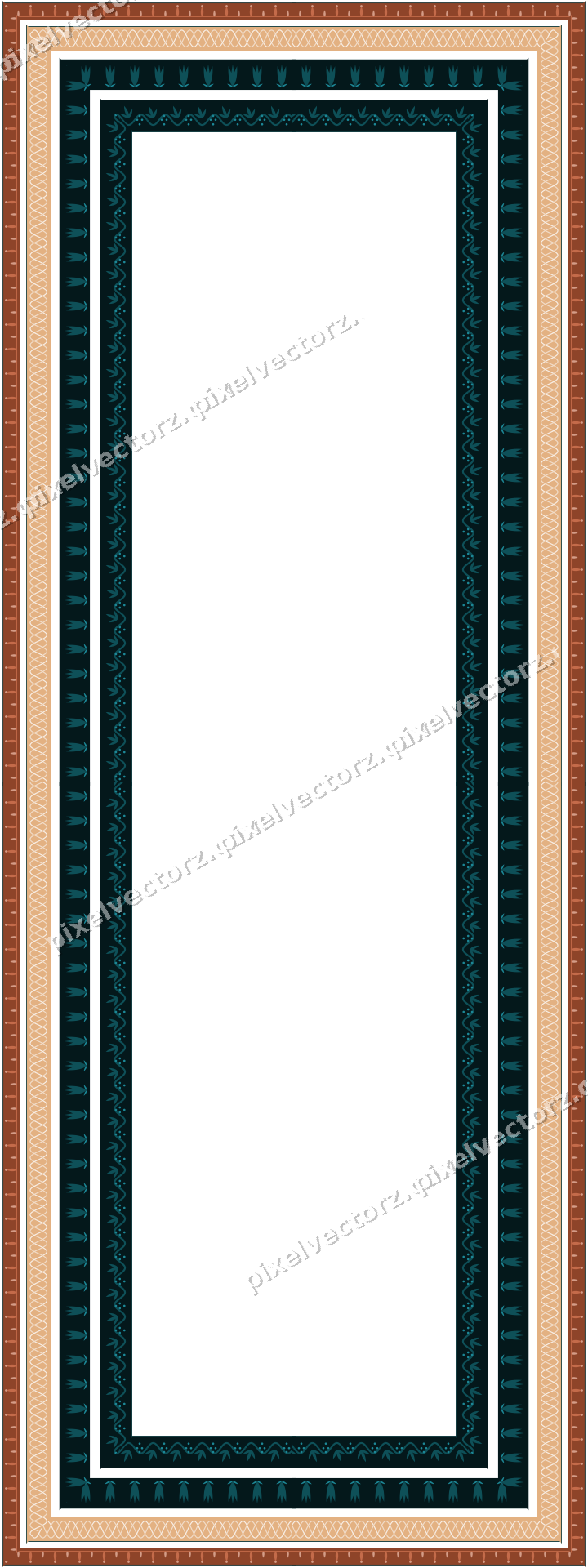 Decorative picture frame border in dark teal with tulip frieze