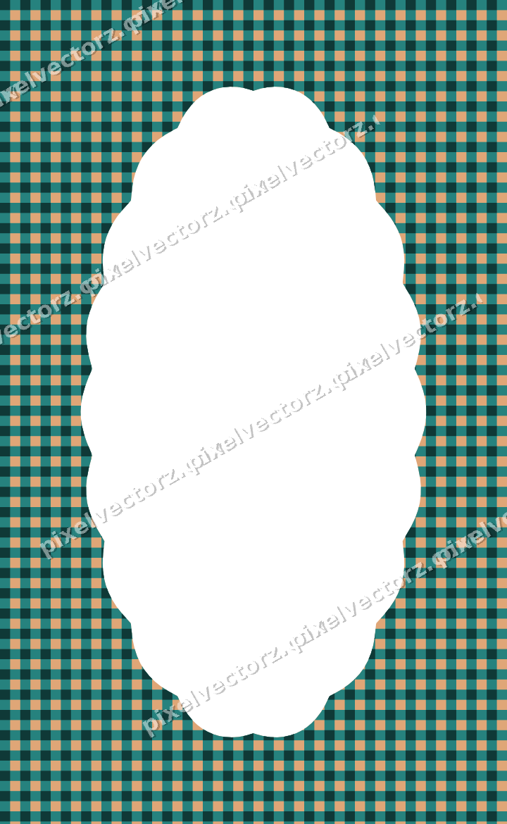 Decorative patterned mat frame in orange and teal with gingham check