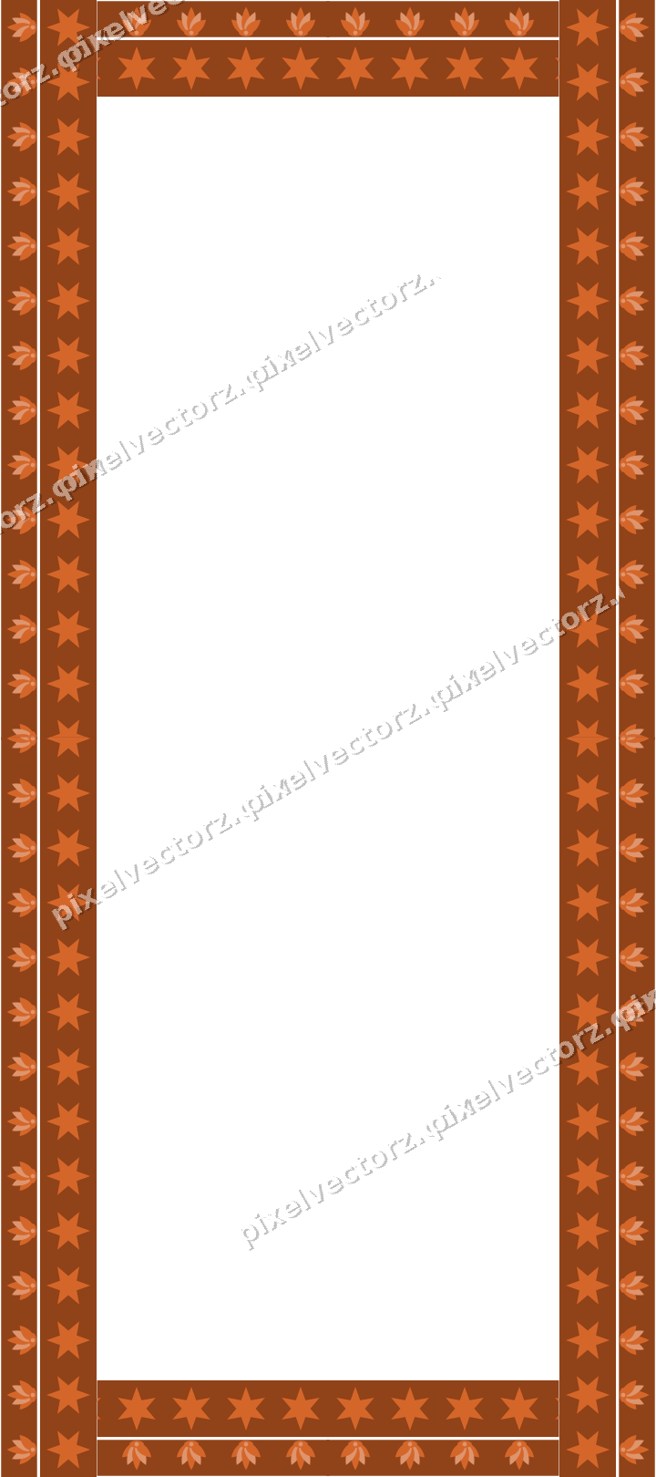 Decorative picture frame border in dark blue and orange with palmette