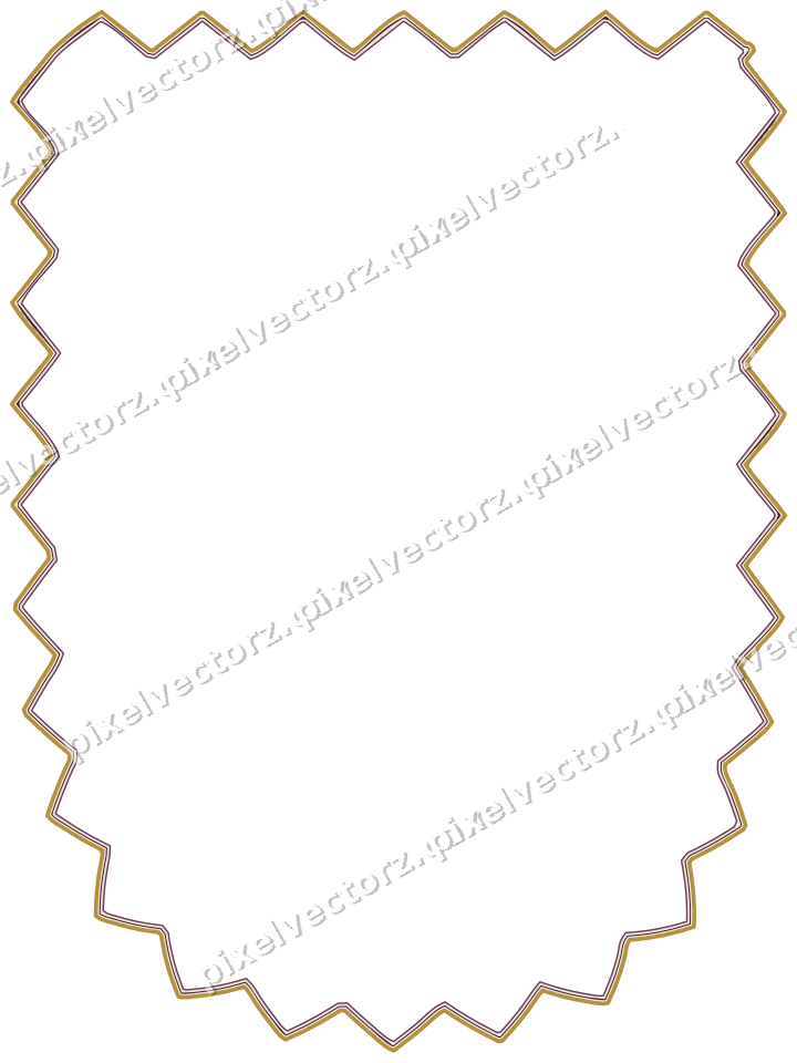 Decorative line art frame in dark magenta and amber with shield