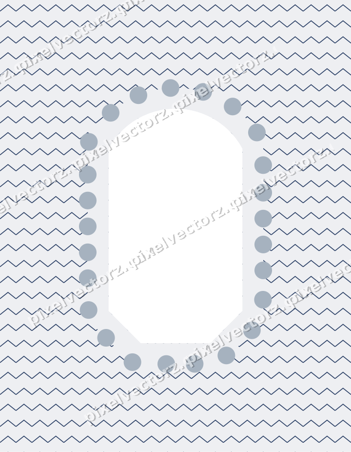 Decorative patterned mat frame in dark blue and white with zigzag