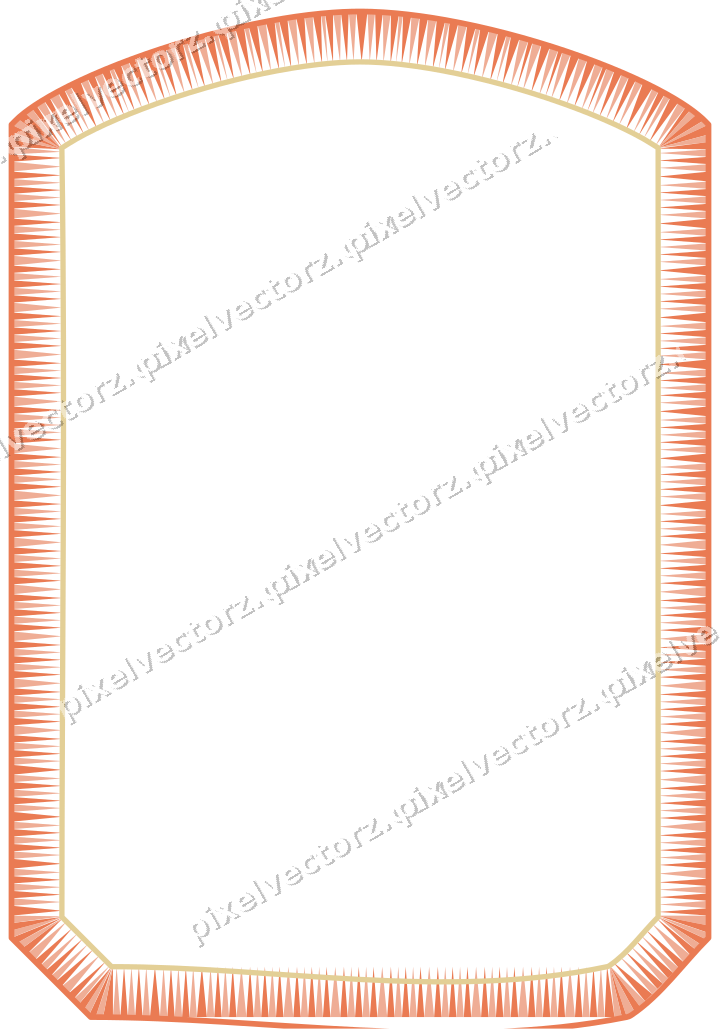 Decorative line art frame in red and orange with label plaque