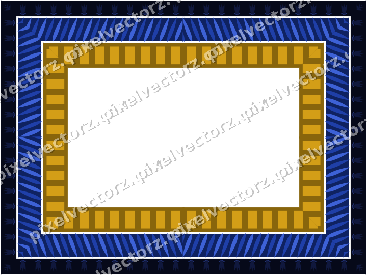 Decorative picture frame border in amber and blue with tulip frieze