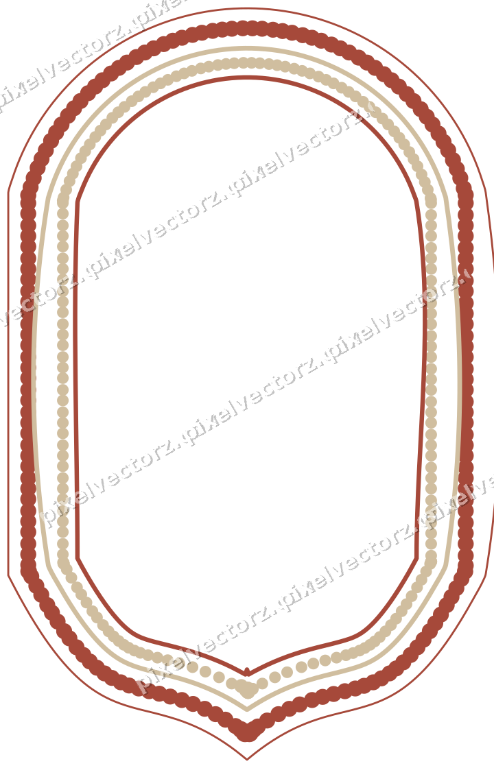 Decorative line art frame in orange and amber with label plaque