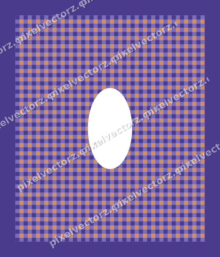 Decorative patterned mat frame in orange and blue with gingham check