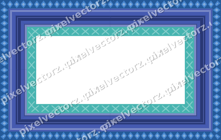 Decorative picture frame border in blue and cyan with diamond band