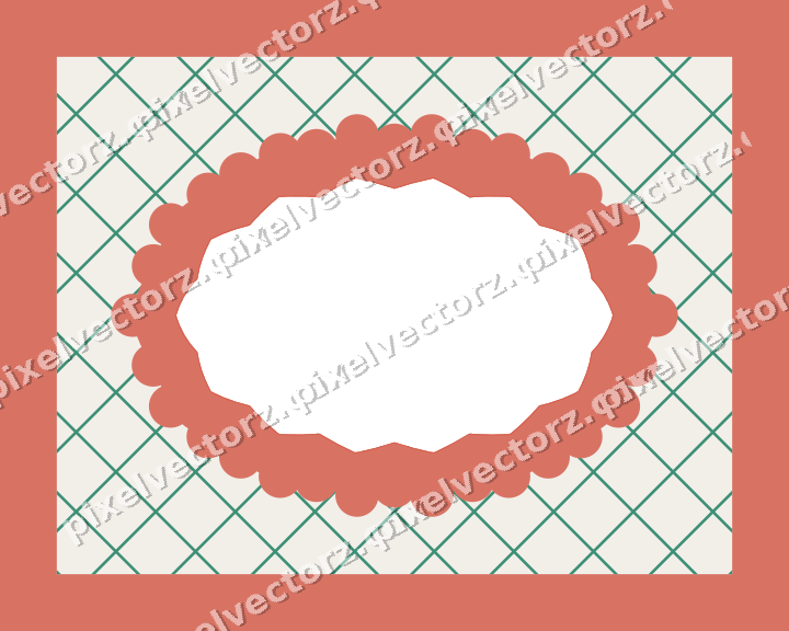 Decorative patterned mat frame in amber and green with grid check
