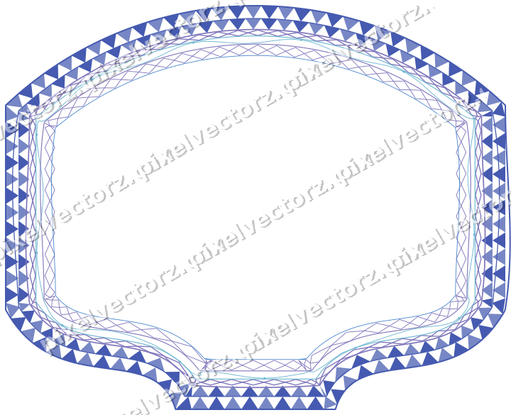 Decorative line art frame in blue and cyan with label plaque