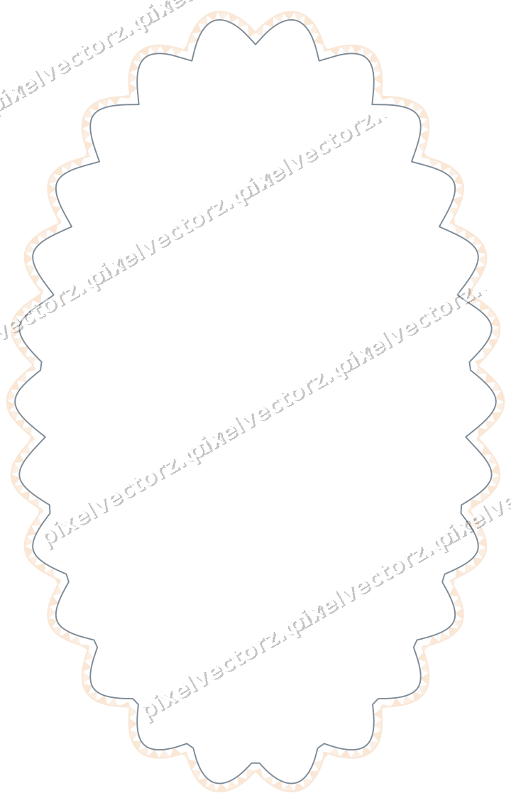 Decorative line art frame in blue and orange with oval