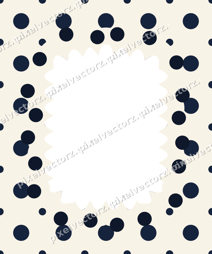 Decorative patterned mat frame in dark blue and amber with polka dots