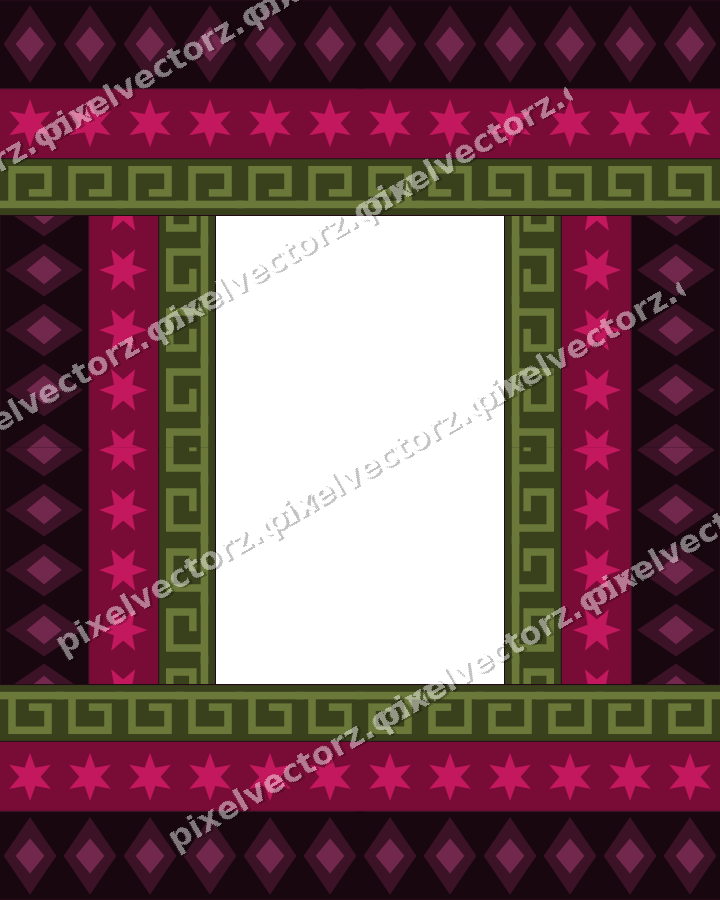 Decorative picture frame border in lime and pink with diamond band