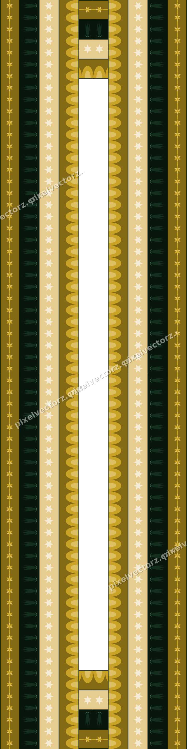Decorative picture frame border in dark green with rosette band