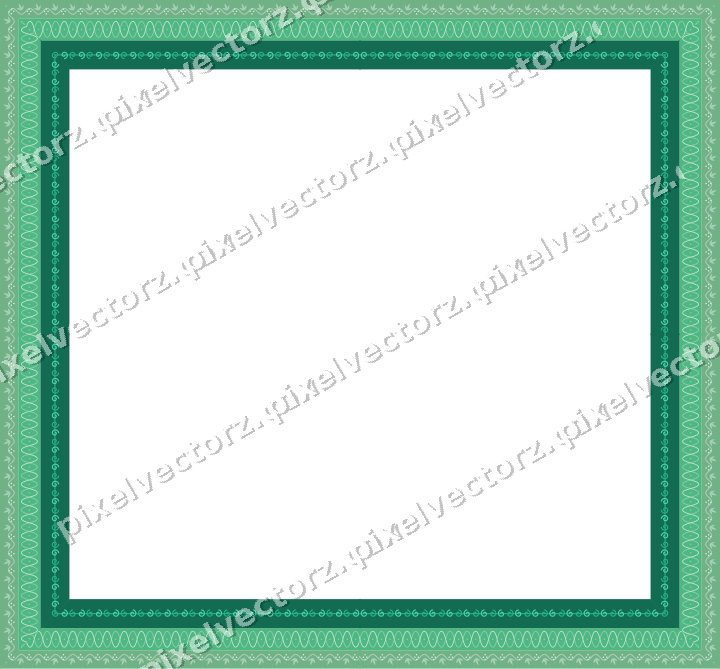 Decorative picture frame border in green and teal with spiral scroll