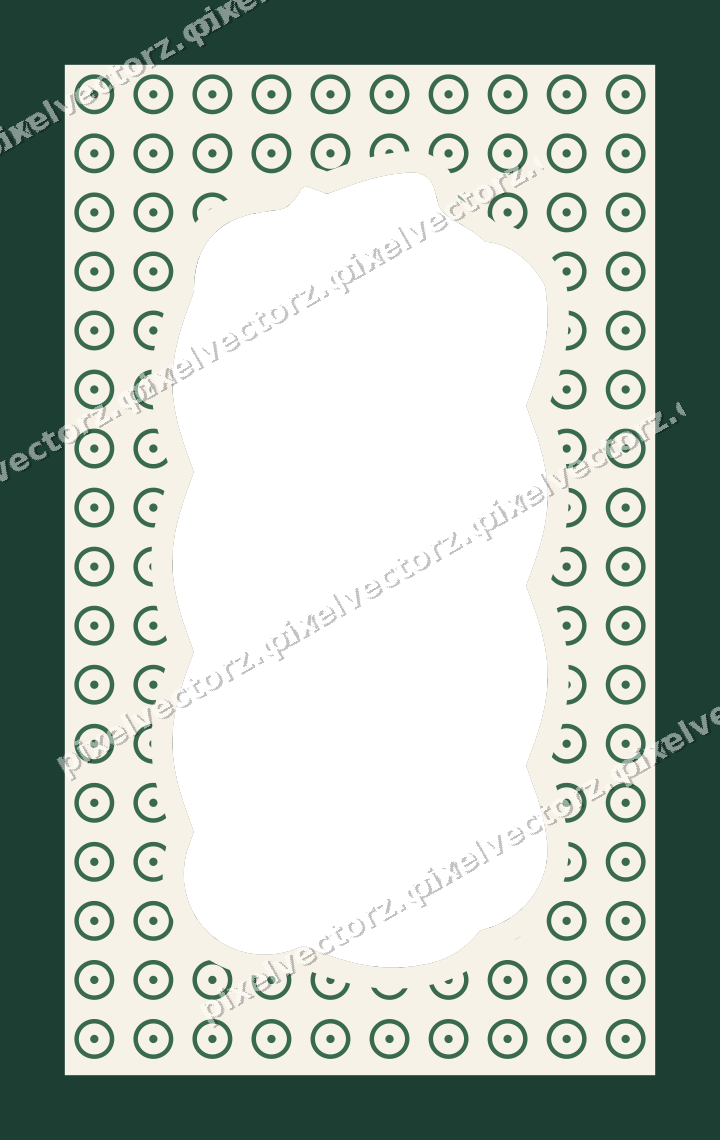 Decorative patterned mat frame in dark green and red with ring pattern