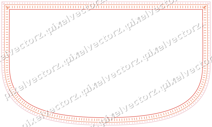 Decorative line art frame in red and orange with shield