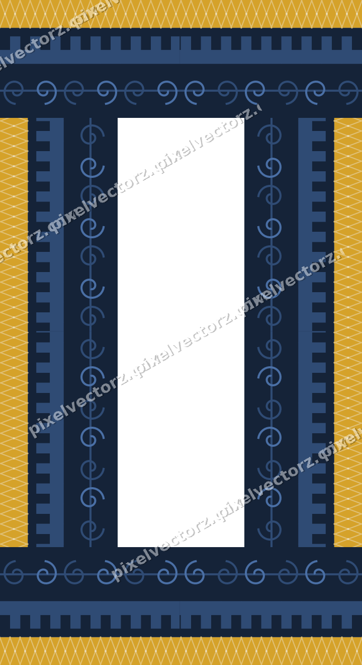 Decorative picture frame border in dark blue with lattice band