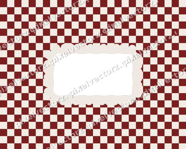 Decorative patterned mat frame in dark red with checkerboard