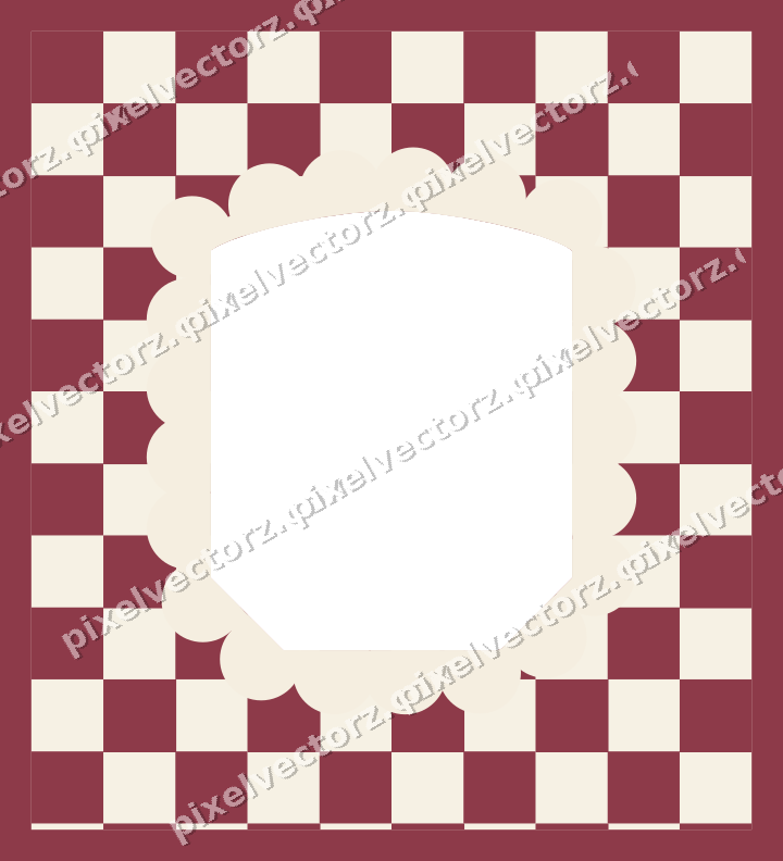 Decorative patterned mat frame in dark pink with checkerboard