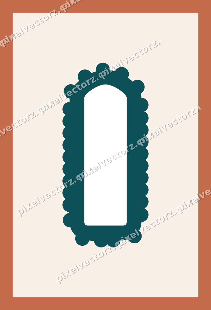 Decorative patterned mat frame in dark teal with plain ground
