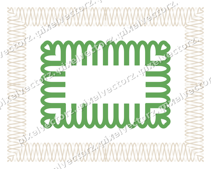 Decorative picture frame border in lime and yellow with guilloche band