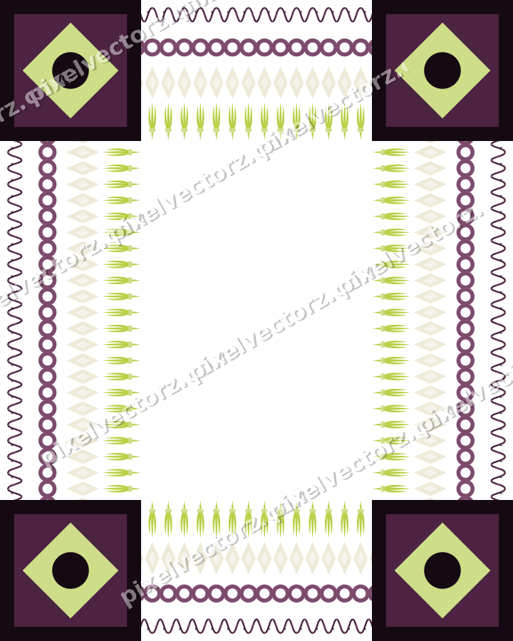 Decorative picture frame border in dark magenta with scrolling vine