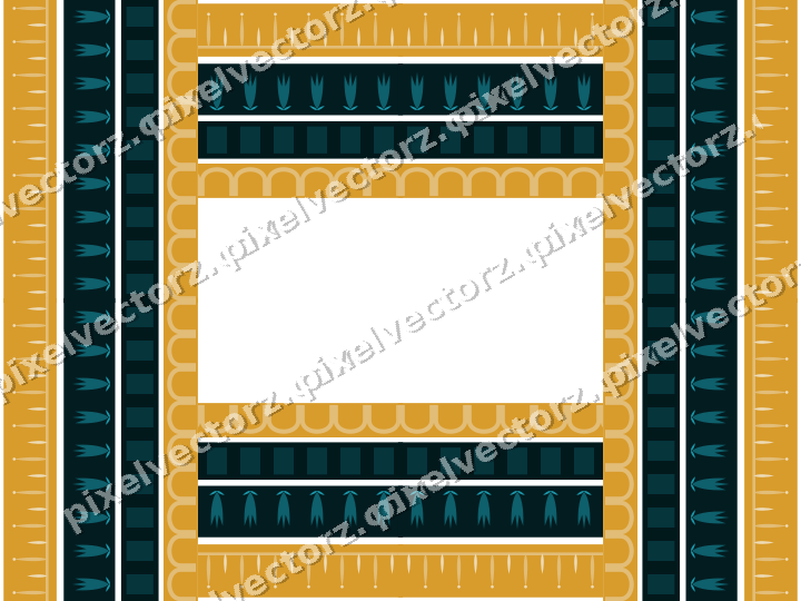 Decorative picture frame border in amber and dark teal with dentil