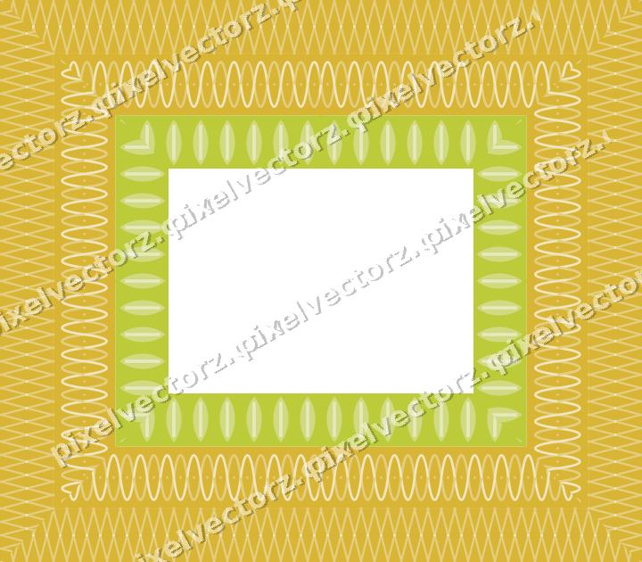 Decorative picture frame border in lime and yellow with lattice band